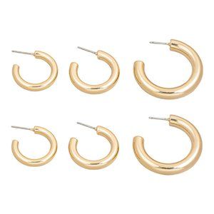 New chunky metallic gold tube hoop earrings
